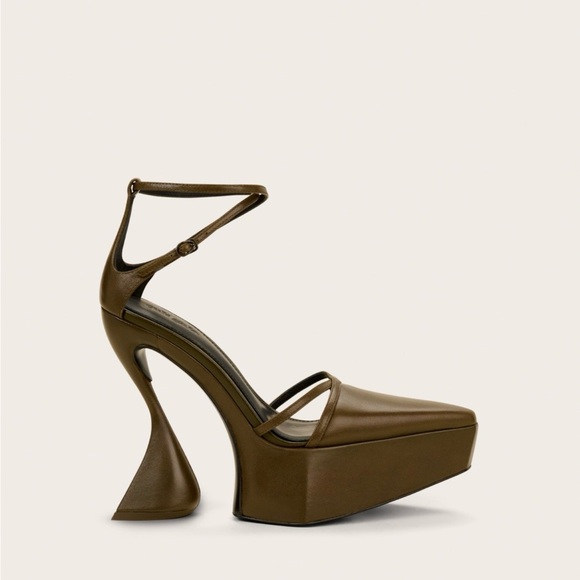 cult gaia Shoes - cult gaia Olive Sculptural Platform Ankle-Strap Pump